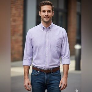 Saddlebred Men's Lavender Checkered Dress Shirt